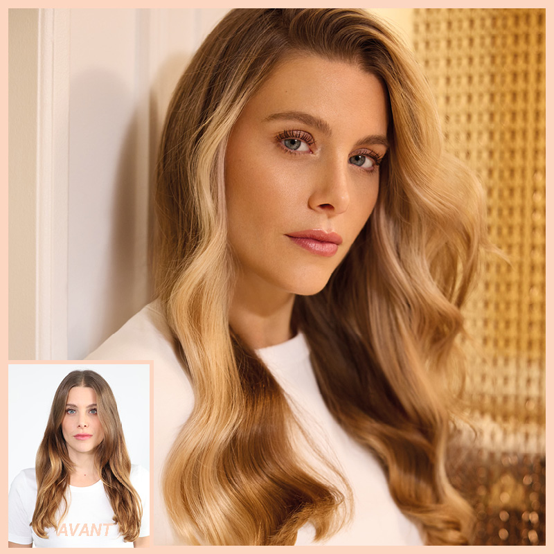 Balayage soleil avant après brune